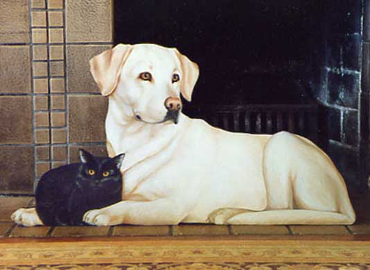 Lab and Black Cat Silent Companion