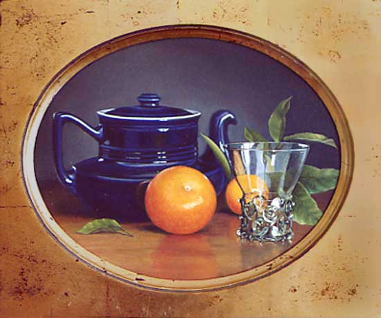 Blue Teapot with Dutch Glass